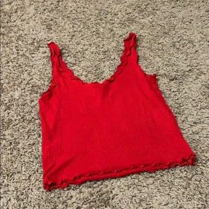 Red ribbed crop top